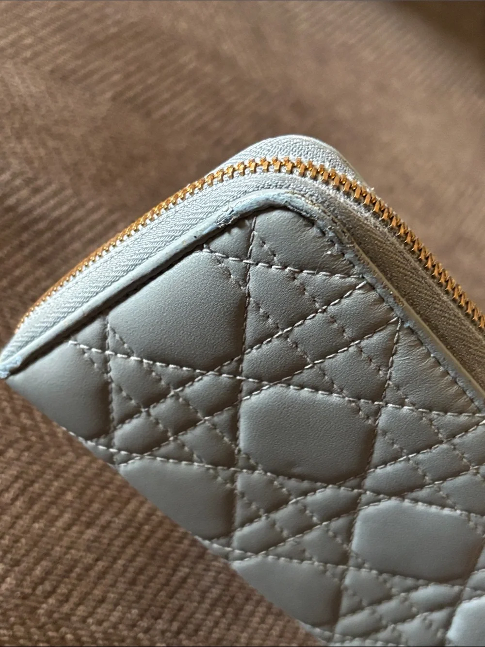 Dior Cloud Blue Quilted Lady Wallet with Gold Charms